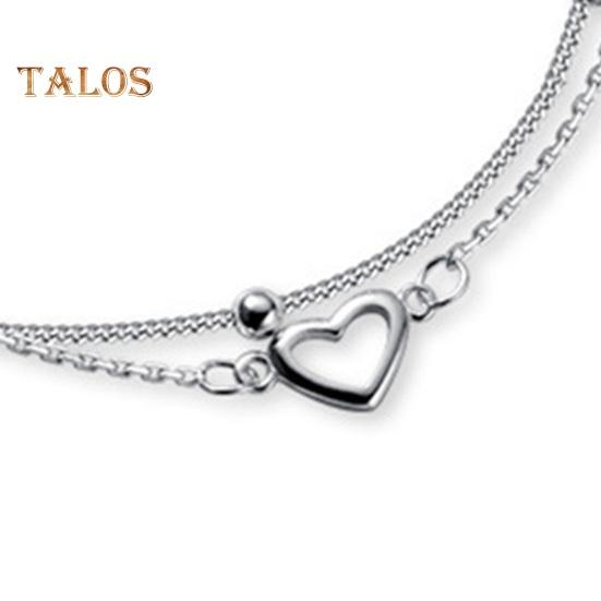 Women Bracelet Silver Color Polished Electroplated Double-layer Copper Hollow Heart Pendant Wrist Jewelry Anniversary Birthday Gift Prom Party