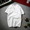 Camicie Estive da Uomo Bottoni Larghe Casual Maschili Scollo a V Manica Corta Harajuku Cotone Lino Maglietta Top