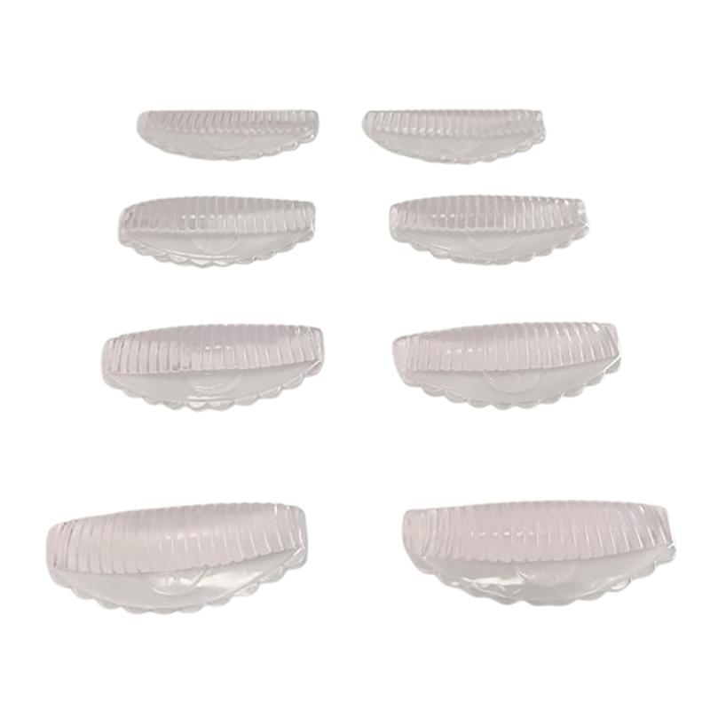 4 Paar kleberfreie Silikon-Wimperndauerwellenpads in 4 Größen, klebrige Wimpernstangen, Schildlifting, 3D-Wimpernzange, Applikator-Tools