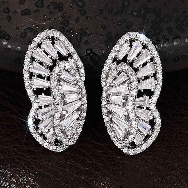 Xiaomi Huitan Butterfly Shaped Women Stud Earrings Inlaid Shiny CZ Aesthetic Accessories Wedding Party Daily Engagement Elegant Jewelry