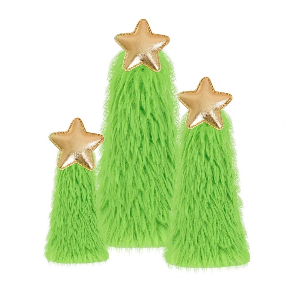 

Christmas Plush Tree Ornament Soft Fluffy Christmas Decoration Soft Furry Green Christmas Tree Ornaments with Star for Holiday золотистий