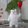 Handcrafted Wooden Bear Figurine with Heart Balloon Charming Desktop Decor, Artisanal Wood Carving,Cute Animal Design,Ideal Gift for Special Occasions