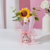 Teachers' Day Crochet Sunflower Bouquet with Eucalyptus Leaf Handmade Knitting Yarn Floral Decoration Home