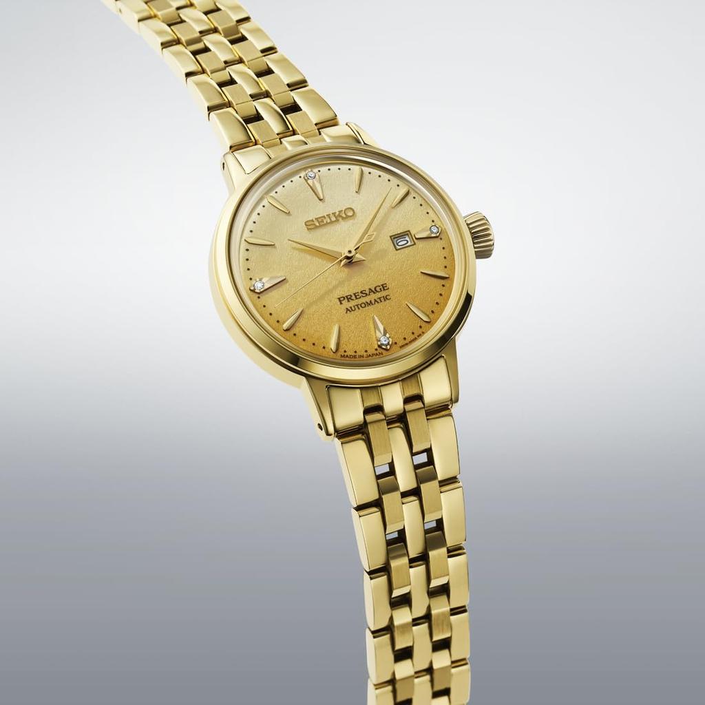 Seiko Presage Cocktail Time 30mm Yellow SRRW006 Women's Watch, Gold,