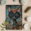Plaque Métallique Hisun Plaque Métallique HD Chat Noir Vintage Fleur Rétro Plaque Métallique pour Décoration Murale de Maison