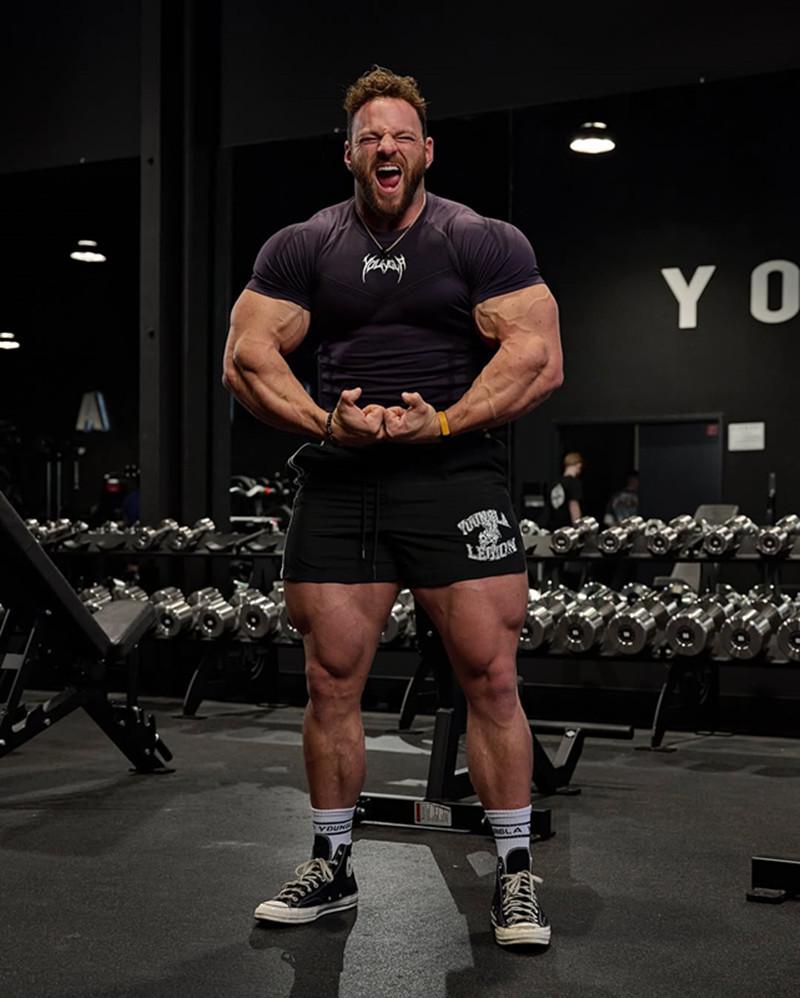 YOUNGAL Men's High Elastic Short Sleeve Fitness T-Shirt