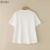 ZANZEA Women Casual Round Neck Loose Patchwork Short Sleeve T-Shirts