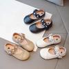 Princess Funny Girls Leather Shoes Flat with Appliques Kids mary jane Dress Shoes Soft New Autumn Sweet Floral Shoes Girl H05221