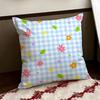 Bright Spring Pastel Gingham Cushion Cover Reversible Soft Durable Pillow Cover Home  Car MultiScene Use for Daily Comfort