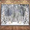 White Christmas Fireplace Background Christmas Tree Print Tapestry Photography Background Wall Family Children'S Holiday Party B