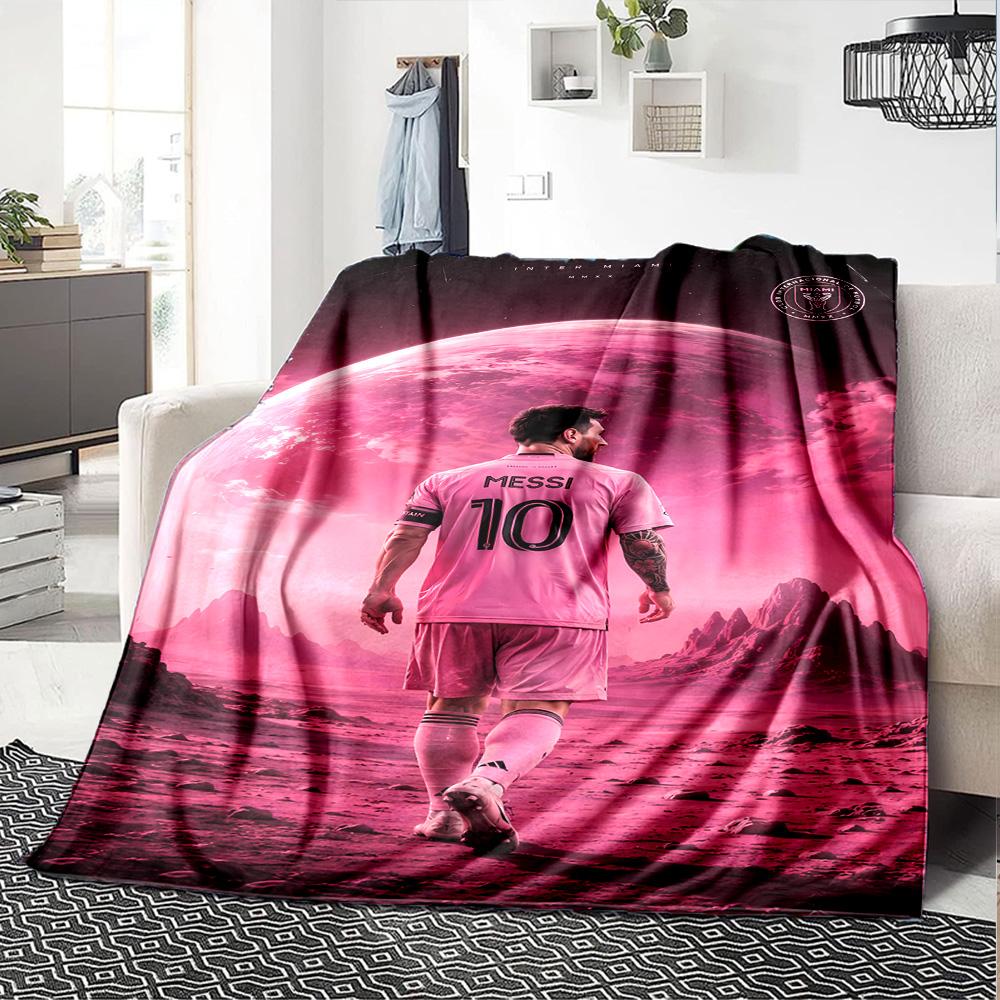 Messi's Legacy Soccer Blanket Comfortable Suitable for Office Bedding Bed for All Occasions Playful Design Suitable for Gifting Relatives and Friends