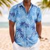 Coconut Tree Seaside Beach Hawaiian Men's Shirt Loose Casual Vacation Style Short Sleeve Shirt