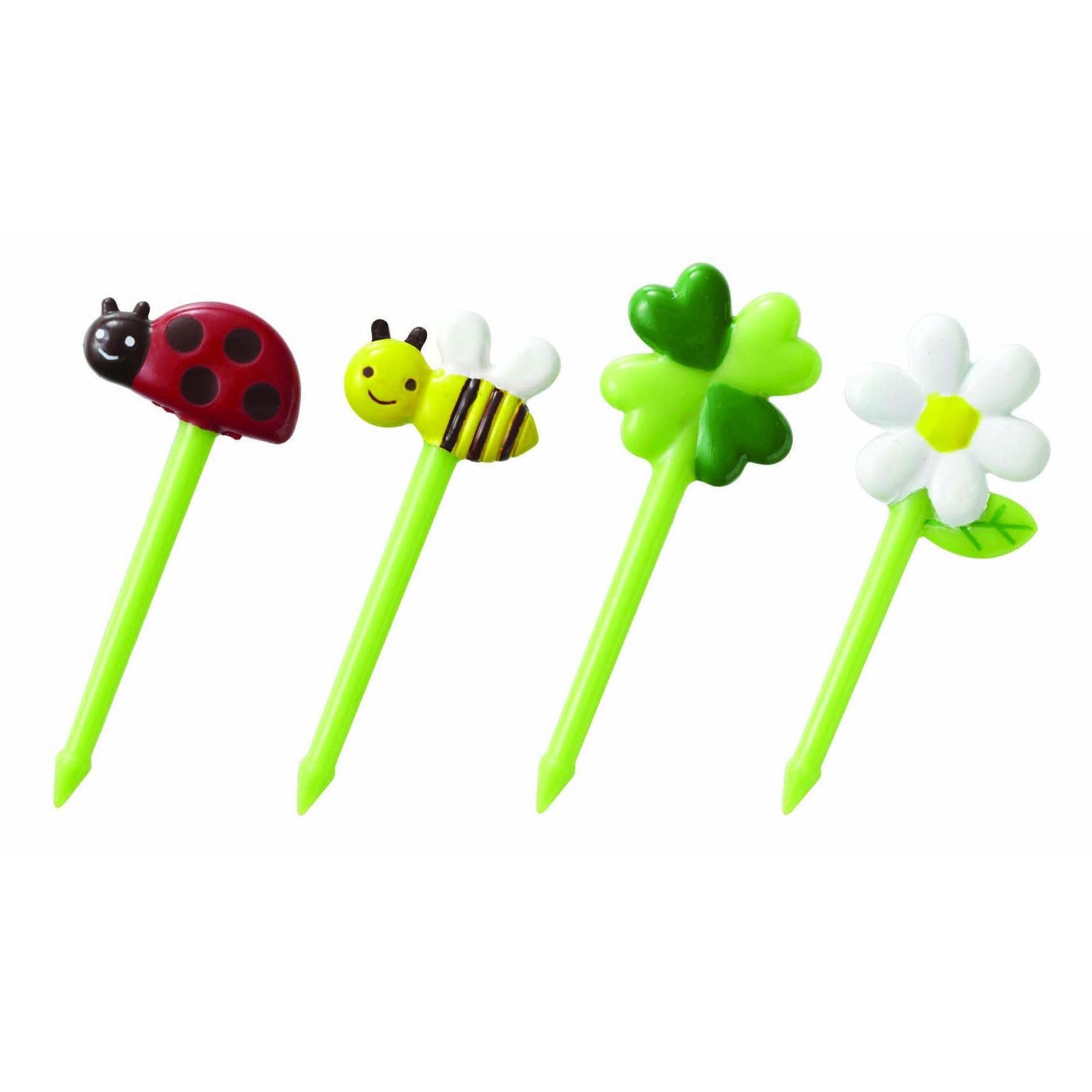 

TORUNE Honey & Flower Picks, Set of 8 (4 Designs, 2 Each) - Perfect for Cake Decoration & Crafting