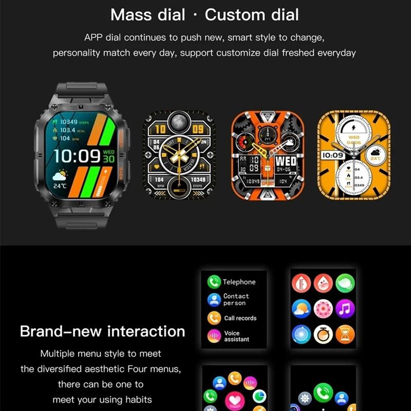 K61 Pro Smart Watch Men Bluetooth Call 1.96inch AMOLED Screen Compass AI Voice Health Monitor Sport Fitness Tracker Smartwatch