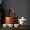 Ceramic Suet Jade Porcelain Portable Travel Tea Set White Souvenir Business Gift