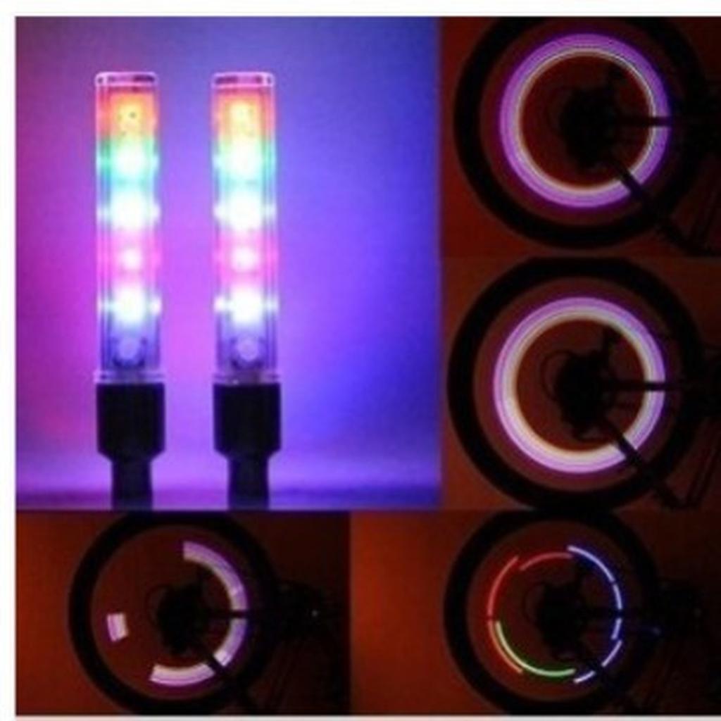 2pcs Lights LED Bike Wheel Luminous Fluorescent Tire Light Cap Decor Neon Lamp Flash Cycle Accessories
