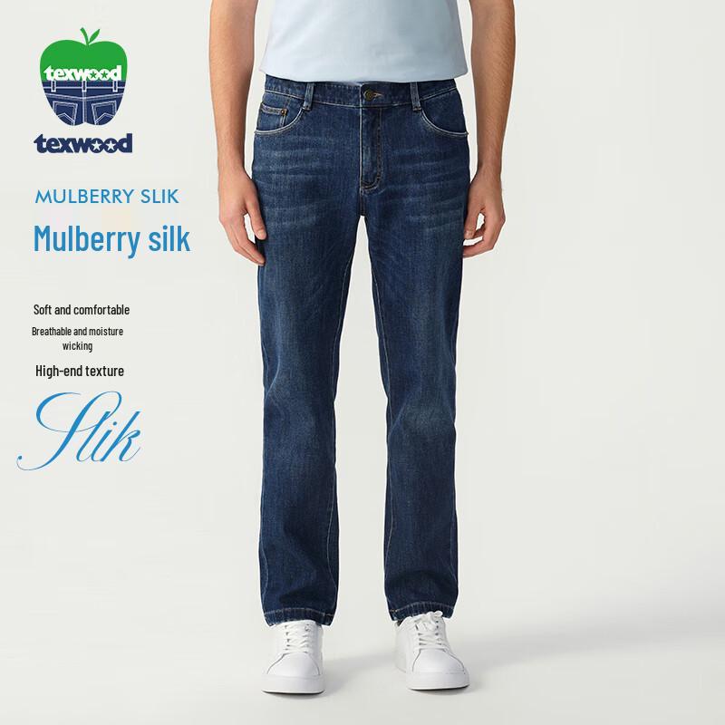 Texwood Men s High-Stretch Silk Tencel Straight Jeans 40