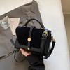 Suede Fabric Handbag with Adjustable Strap Golden-Te Hardware and Flap Closure - Trendy Commuting Hobo Crossbody Bag for Women