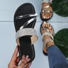 Womens Summer Sandals Rhinestone One Band Flat Slippers European and American Style Plus Size