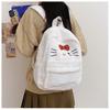 Cute Cartoon Hello Kitty Plush Zipper Backpack Street Style Nylon Material