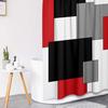 Red and Black Shower Curtain Set Geometric Bathroom Sets with Shower Curtain and Rugs, Grey and White Bathroom Shower Curtain Sets 3Pcs, Modern Red