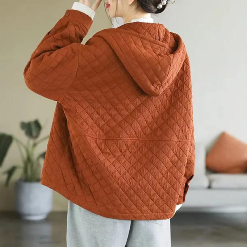Abrigos para mujer Abrigos de gran tamaño Chaquetas Sudaderas con capucha para mujer Abrigo holgado informal Chaqueta con botones de color liso
