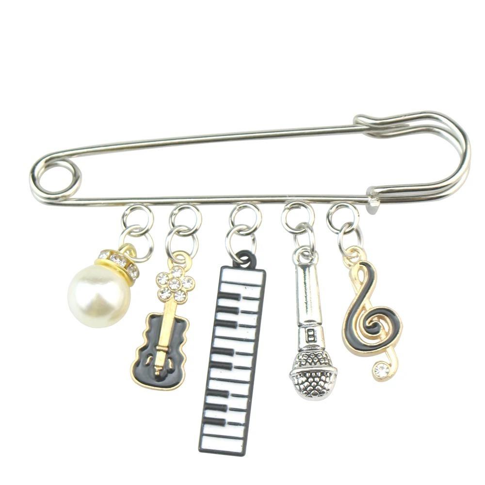 Sweet Enamel Music Symbol Enamel Pins Alloy Vintage Instrument Enamel Pins Brooch Badge Jewelry чёрный