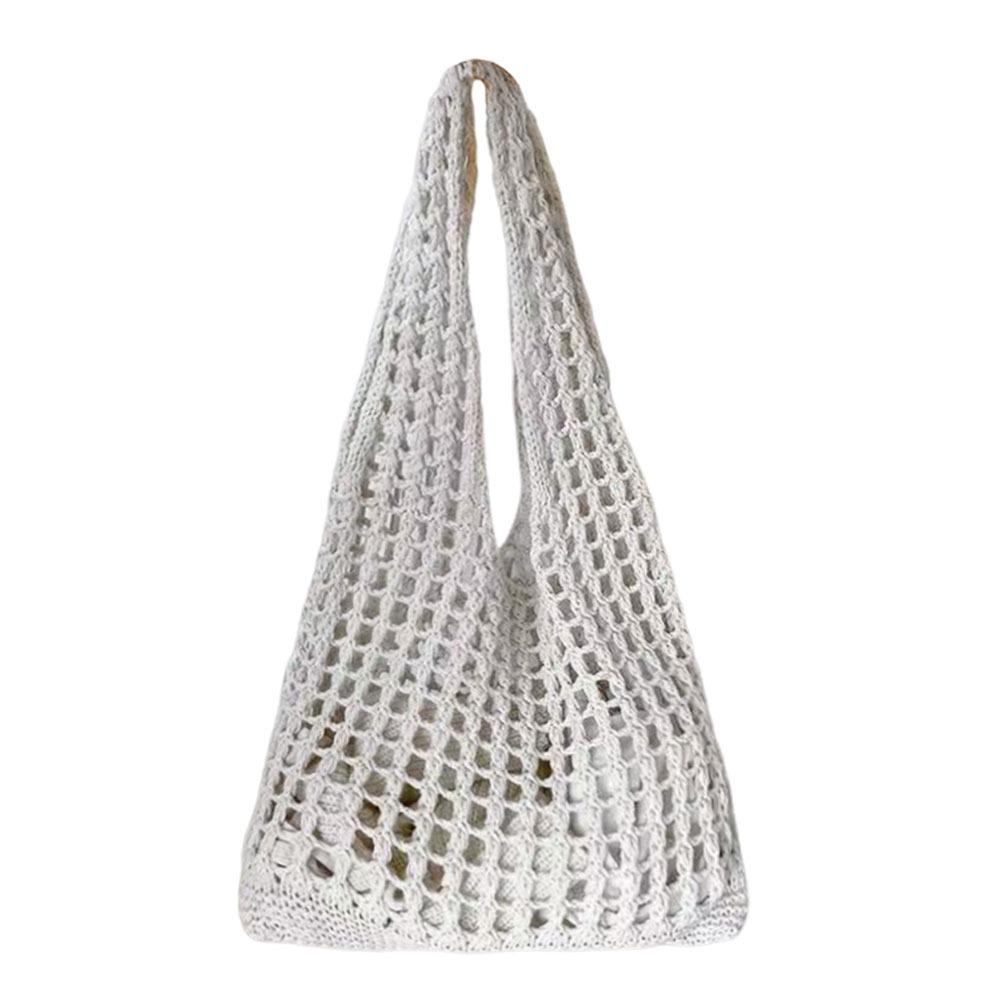 

Cute Bags Hollow Woven Knitted Bag Crochet Design Mesh Pattern Beach Bag Simple Design Big Size Handbag Beach Use