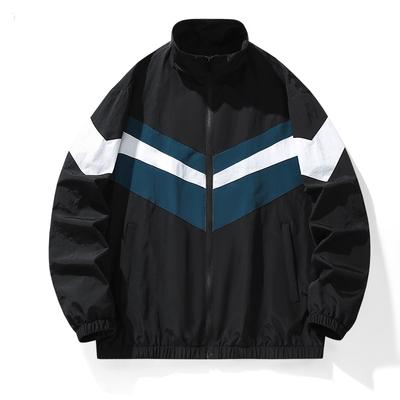 Blusão corta-vento masculino primavera e outono com emendas de cores contrastantes e versátil, casaco respirável