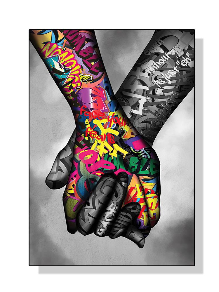 Straße Graffiti Gesten Poster Leinwand Malerei Abstrakte Pop Wand Kunst Bilder Für Wohnzimmer Schlafzimmer Dekoration Cuadros