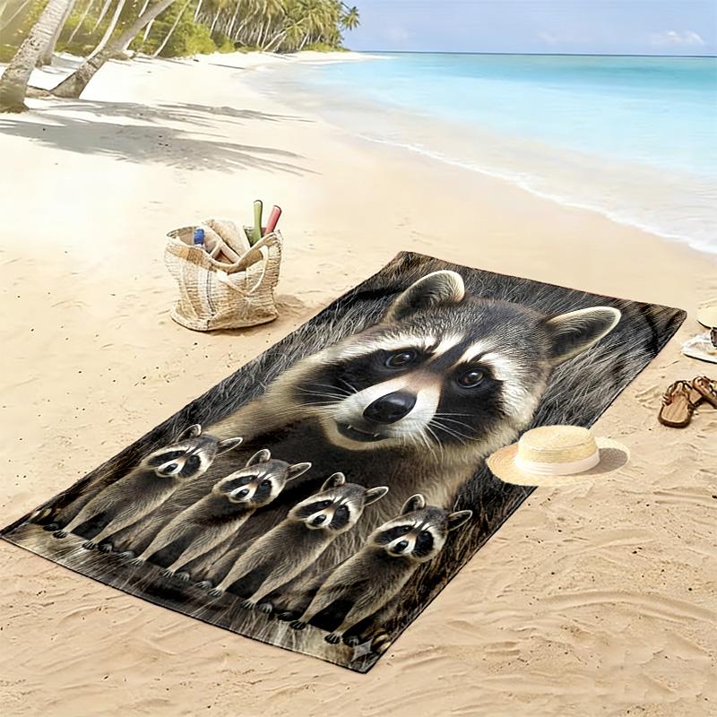 Waschbär und Faultier Druck Strandtuch, Großes Weiches Schnelltrocknendes Handtuch für Strand Camping Schwimmen
