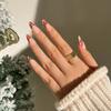24 Stück Weihnachtskleidung Rüstung Schneeflocke Liebe Schneemann Maniküre Kurze Mandel Schleife Europäisch und Amerikanisch Lange Nagelstücke