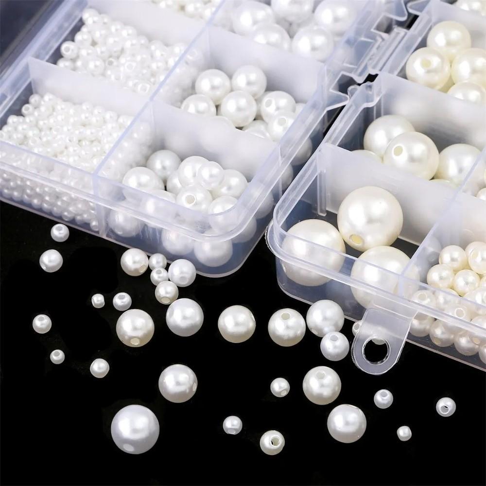 800pcs 3-14mm ABS Pearl Beads White Imitation Pearl Beads Acrylic Mixed Pearl Beads  Sew Craft