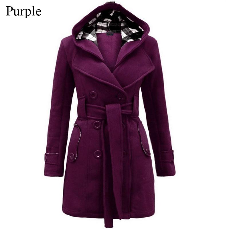 

Жіноча тепла флісова куртка з капюшоном і поясом XL фіолетовий