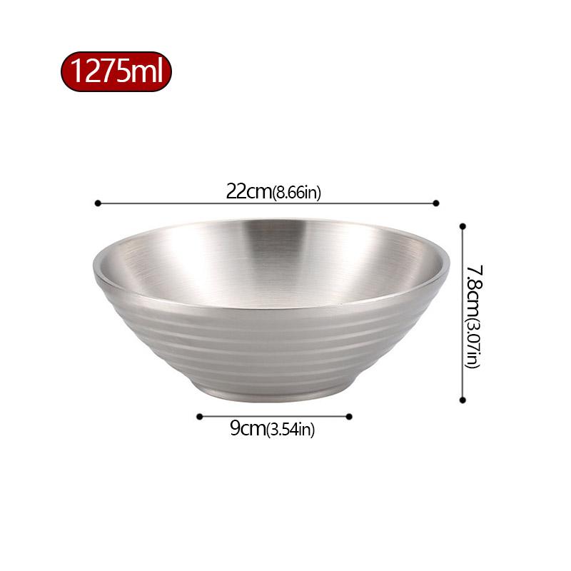 304 Stainless Steel Bamboo Hat Bowl Ramen Bowl Japanese Bowl Double Layer Rice Bowl Large Cold Noodles Spicy Hot Bamboo Hat Bowl