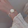 Women Bracelet Rose Flower Charm Electroplating No Fading Bow Ornament Faux Pearl Decoration Adjustable French Temperament Niche High-grade Bangle