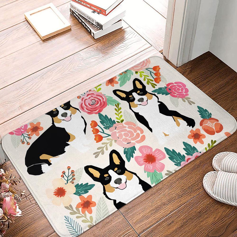 

Коврик для гостиной, балкона, ковер для спальни, нескользящий дверной коврик, домашний милый дверной коврик для собаки с цветочным узором 40x60cm