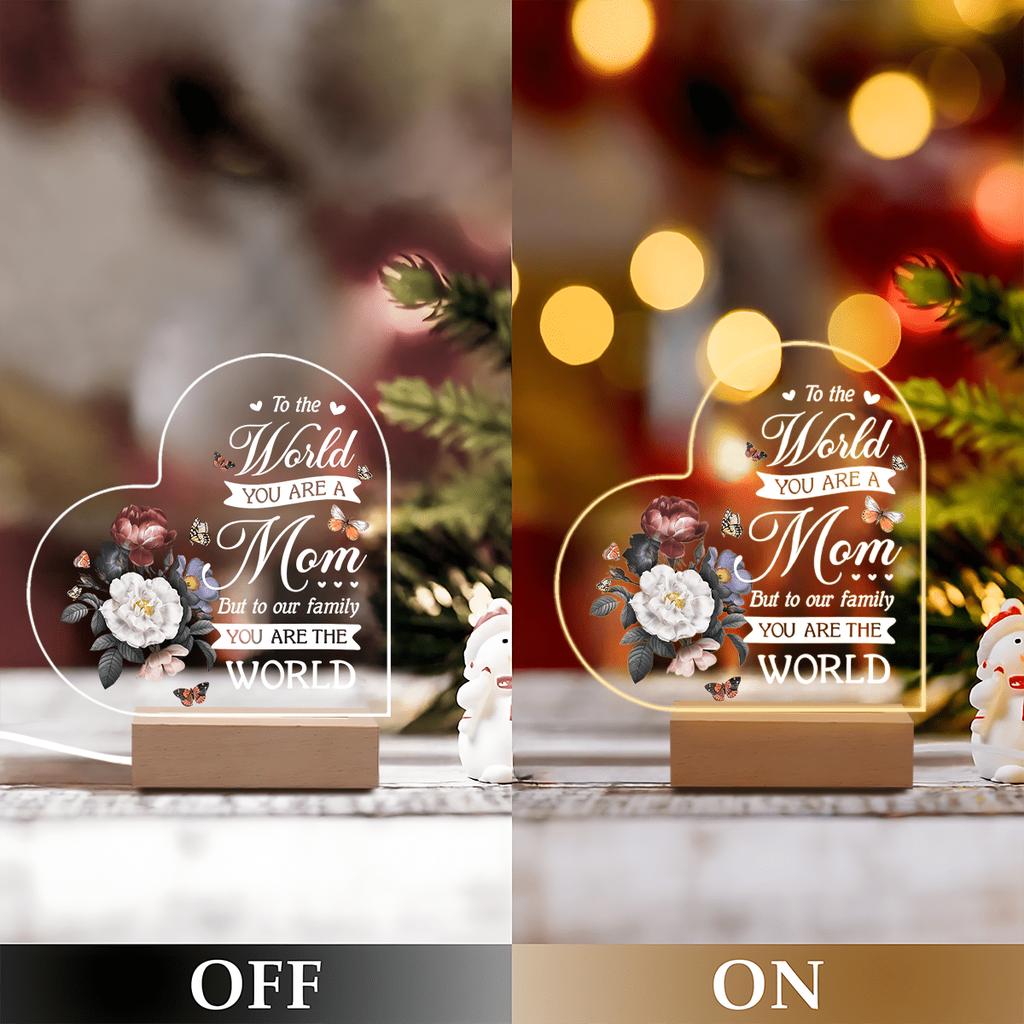 1PC Acrylic Luminous Ornament Photography Accessories, USB Base, Heart Decor, Mom Holiday Gift Figurines