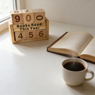 Book Read This Year Counter Wooden Reading Challenge Tracker with Number Cubes Bookshelf Decoration Book Lovers Bookworm Gift