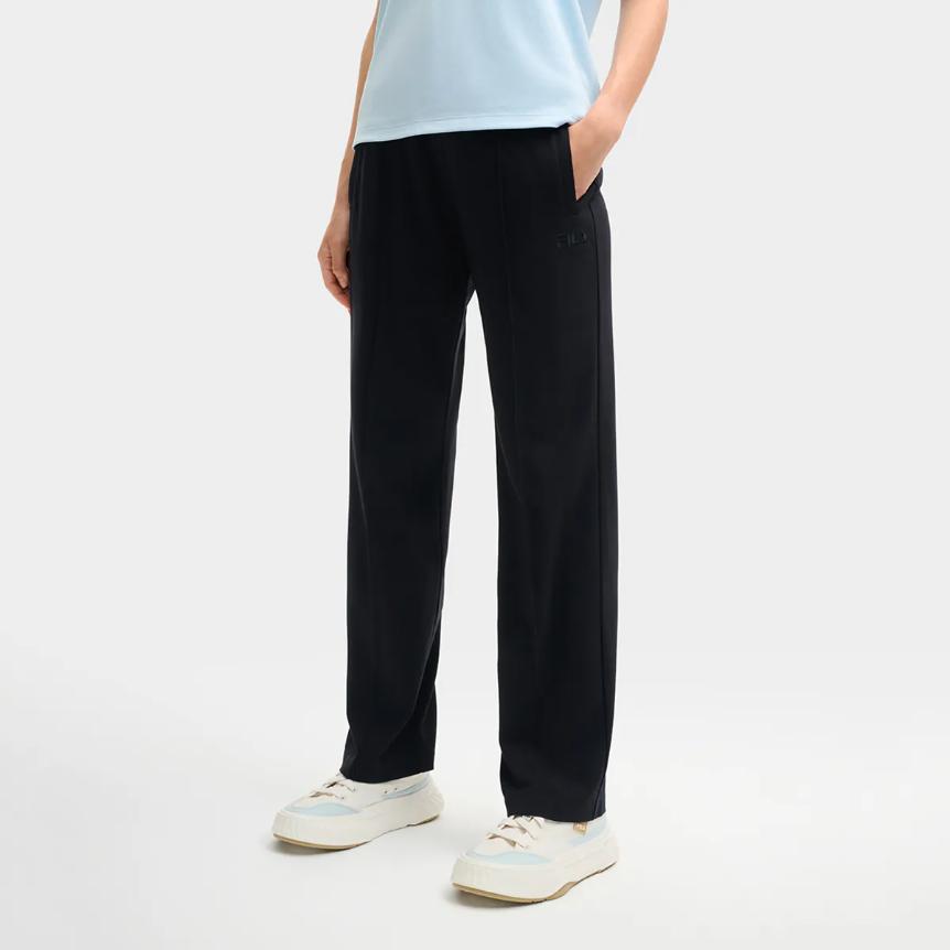 Fila Seria Heritage Casual Wszechstronne Wygodne Elastyczne Dzianinowe Spodnie Sportowe Damskie doły Czarne F11W528602F-BK