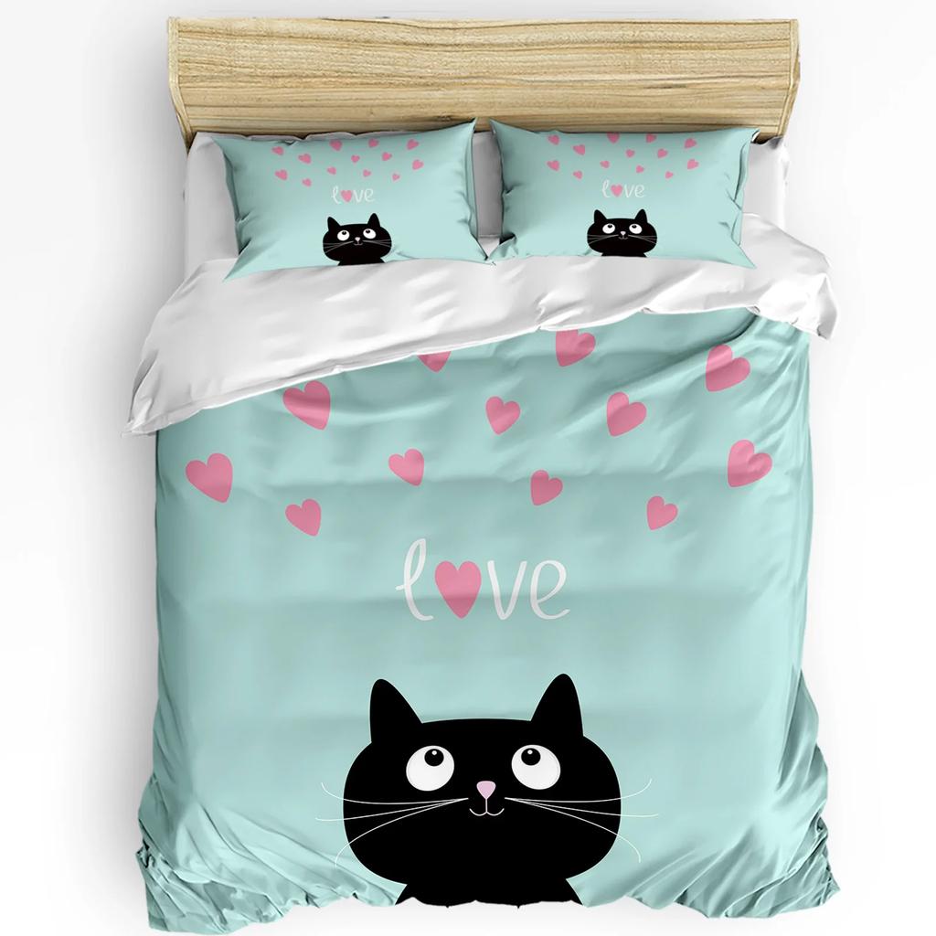 Love Heart-shaped Falling Valentine's Day Gradient Duvet Cover Bed Bedding Set Home Quilt Cover Pillowcases Bedding Set No Sheet