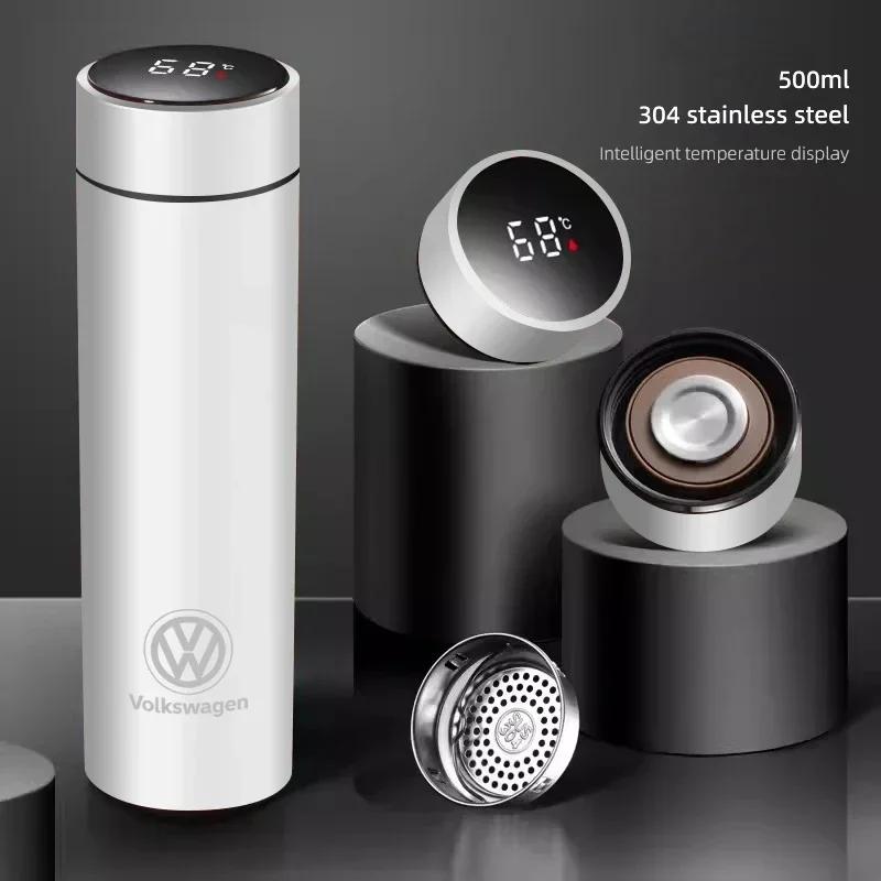 New Stainless Thermos Bottle LED Intelligent Temperature Measurement For Volkswagen Polo Golf Tiguan Passat Sharan Amarok T