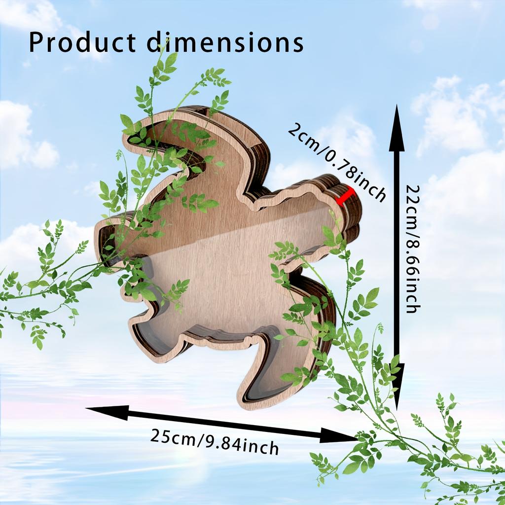 1 pc Wooden Retro style Storage Box in The Shape of A Turtle. Wooden Craft Personalized Creative Wooden Desktop Display Stand