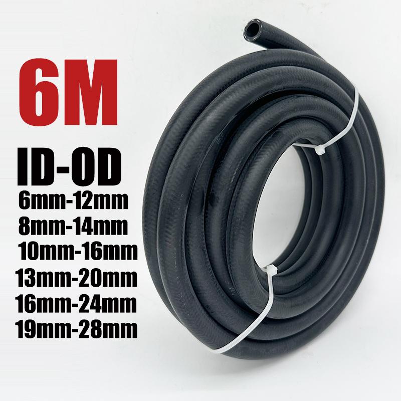 

6M NBR Petrol Diesel Oil Resistant Rubber Tube Hose 6 8 10 13 16mm Diameter Flexible High Pressure Car Automobile Pipe 6M ID6mm OD12mm