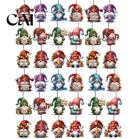 Nordic Style Christmas Tree Hanging Decor 12/24/36Pcs Gnome Ornaments, 2D Wooden Decorations for Xmas Tree, Funny Vintage Gnomes Home Kids Family