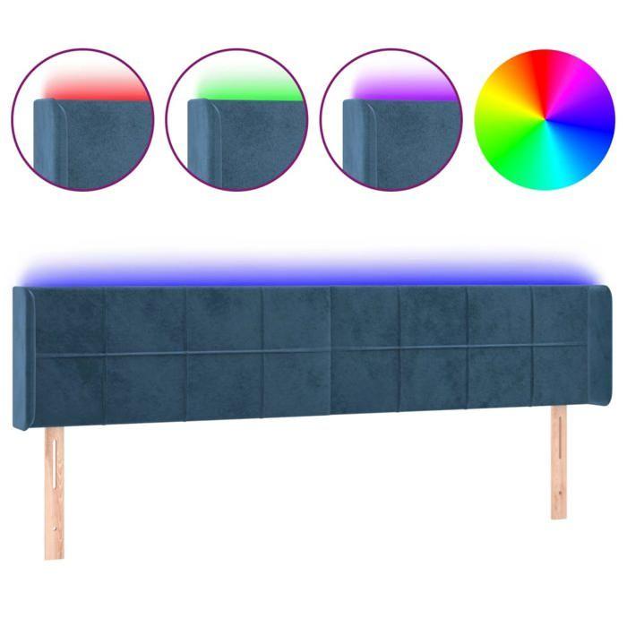 VidaXL Tête de Lit à LED Meuble de Chambre à Coucher Accessoire de Lit Double Tête de Cadre de Lit Intérieur Bleu Foncé 3123294