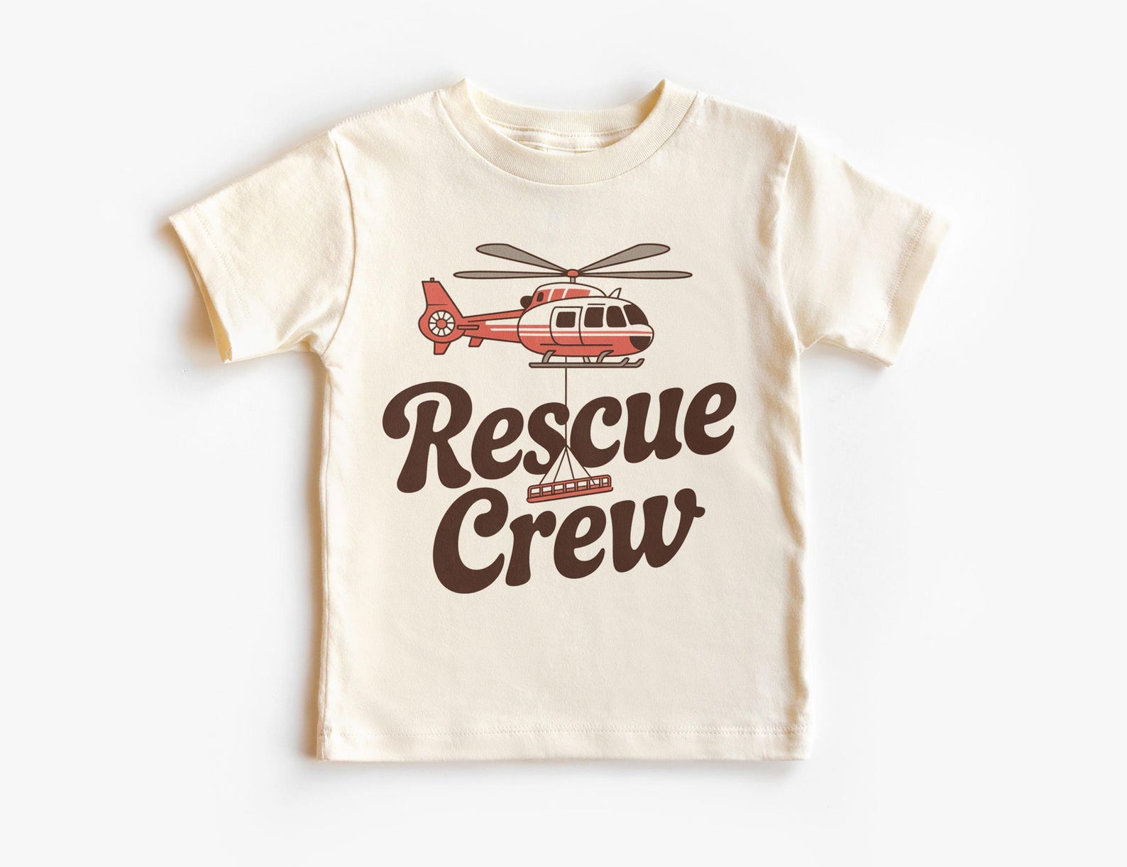 Rescue Crew Helicopter Kids Shirt - Paramedic Rescue Adventure Helicopter T-Shirt for Unisexs - Retro Pilot Flight Medic Outfit for Kids 100