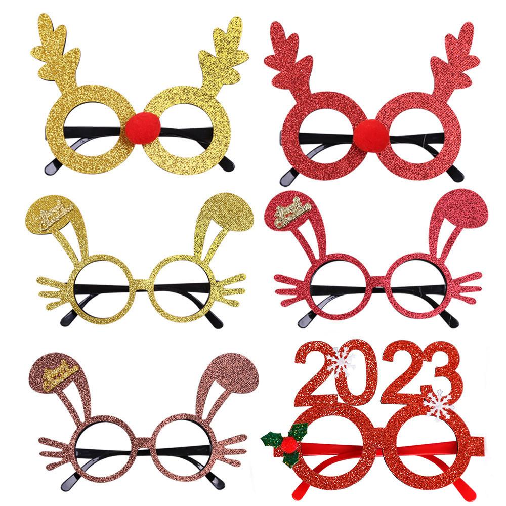 Whimsical Christmas Glasses For Adults And Kids Featuring Deer Antlers And Bunny Ears In Vibrant Colors For Festive Party Photography