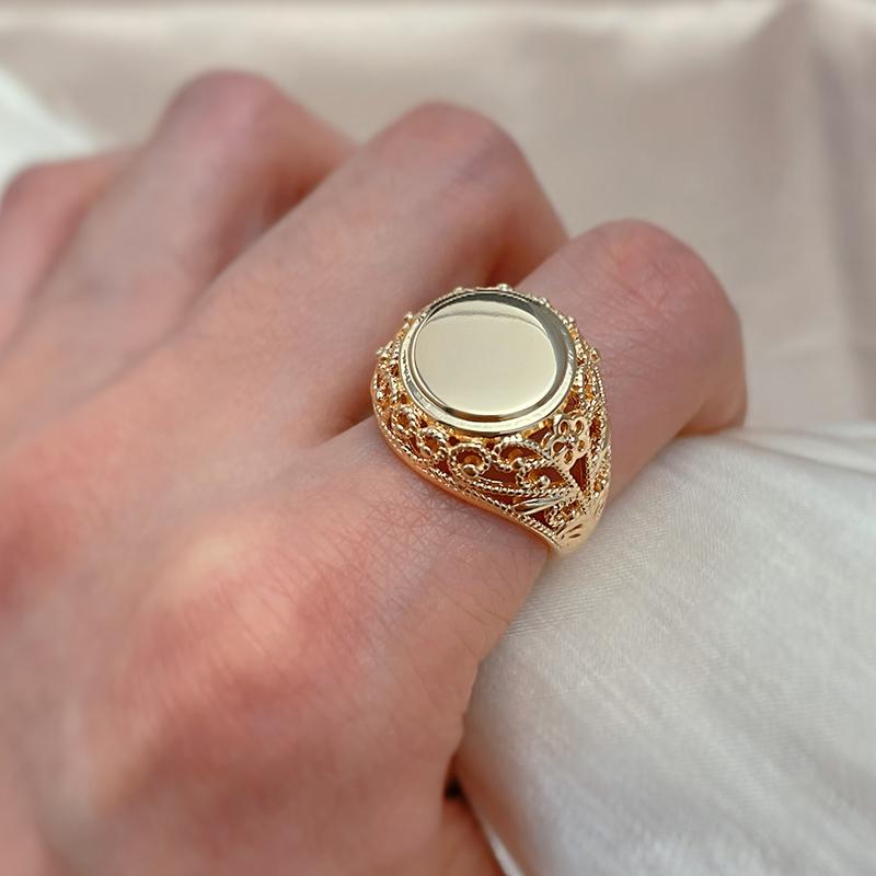 Kinel Glossy Rose Gold Color Rings For Women Big Size Rings