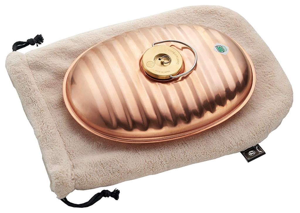 Marukan Pure Copper Hot Water Bottle, 2.2L, with Pouch (Made in Japan) CF-22